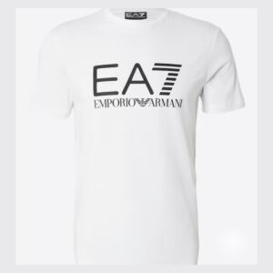 Ανδρικό Λευκό T-Shirt EA7 Emporio Armani με Μαύρο Λογότυπο